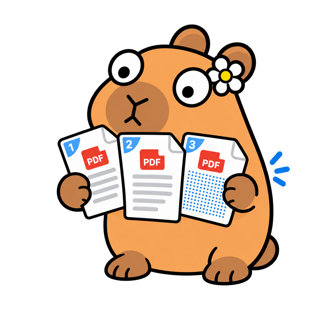 Lalabb-capybara-tegning med skarpe linjer ved referencestørrelsen