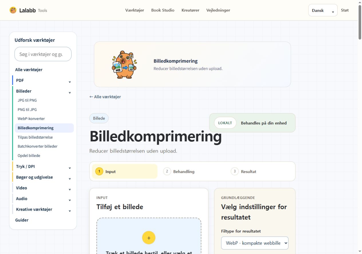 Billedkomprimering · Faktisk Lalabb-grænseflade