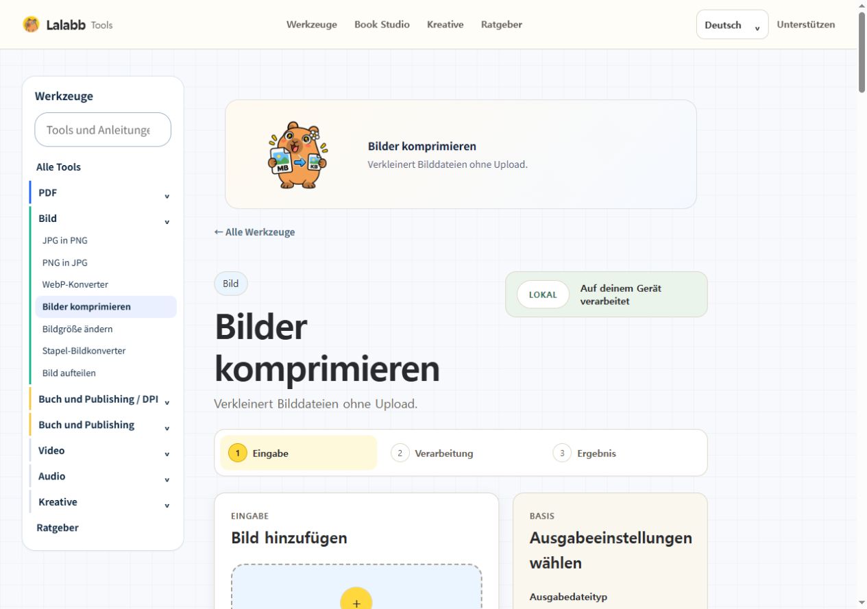 Bilder komprimieren · Echte Lalabb-Oberfläche