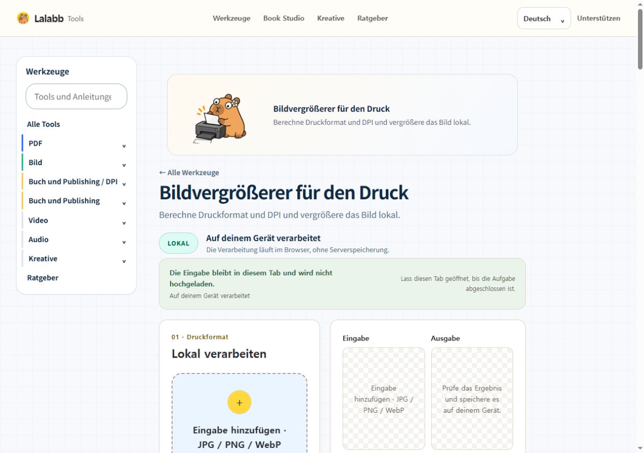 Bildvergrößerer für den Druck · Echte Lalabb-Oberfläche