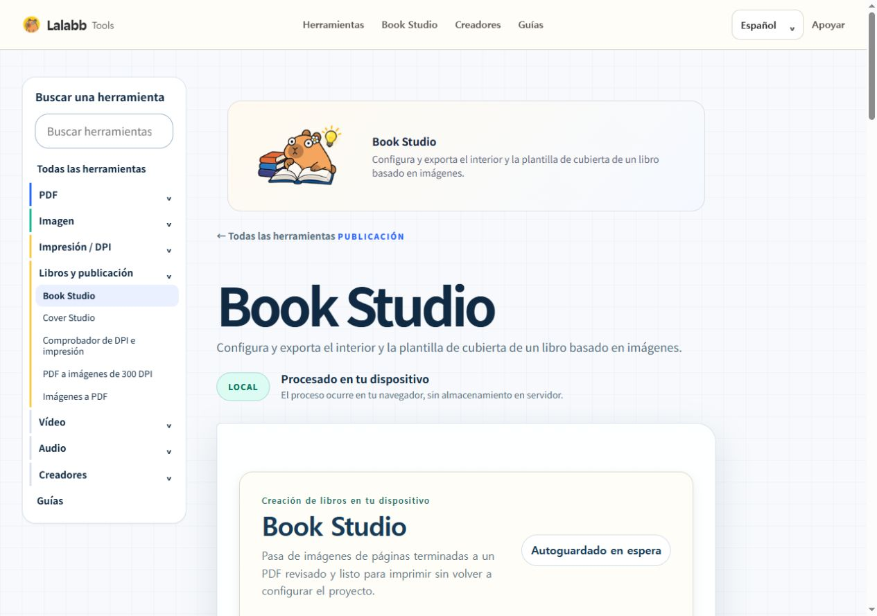 Book Studio · Interfaz real de Lalabb