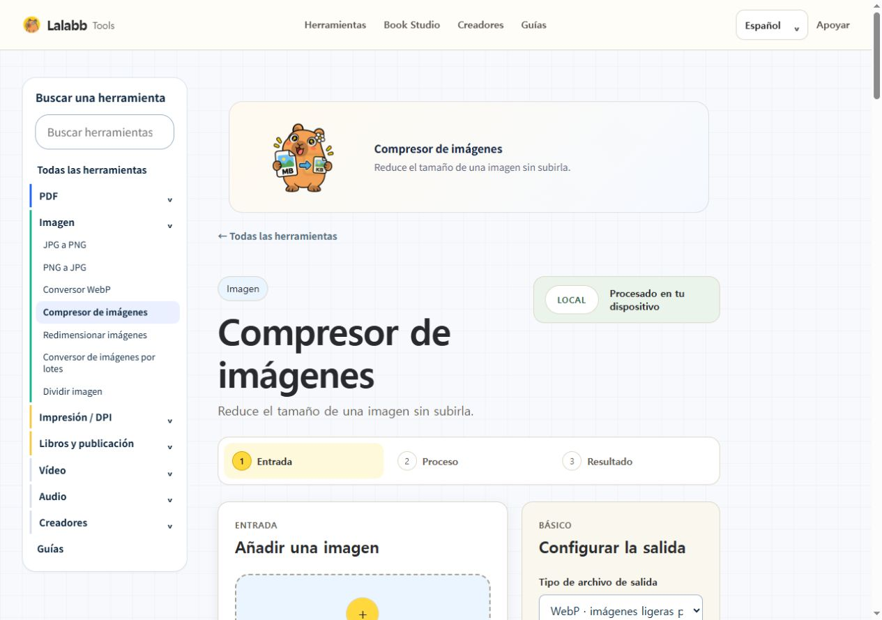 Compresor de imágenes · Interfaz real de Lalabb