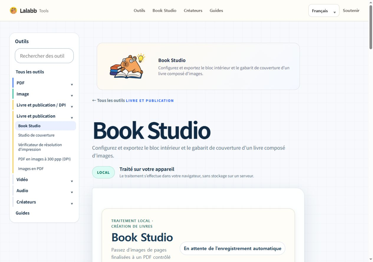 Book Studio · Interface Lalabb réelle