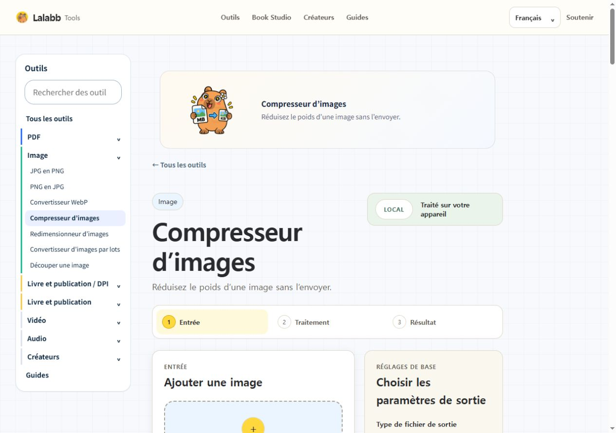 Compresseur d’images · Interface Lalabb réelle