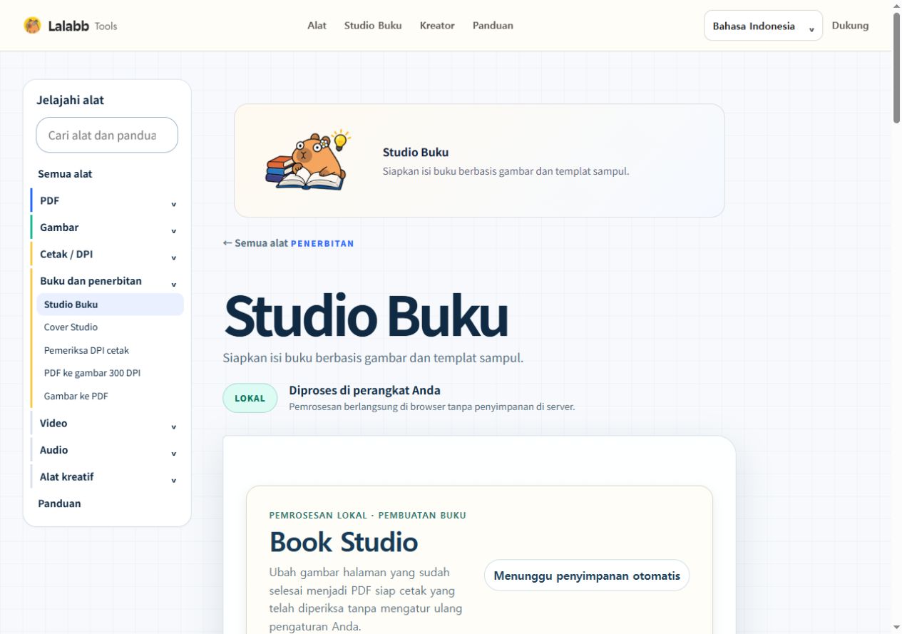 Studio Buku · Antarmuka Lalabb sebenarnya