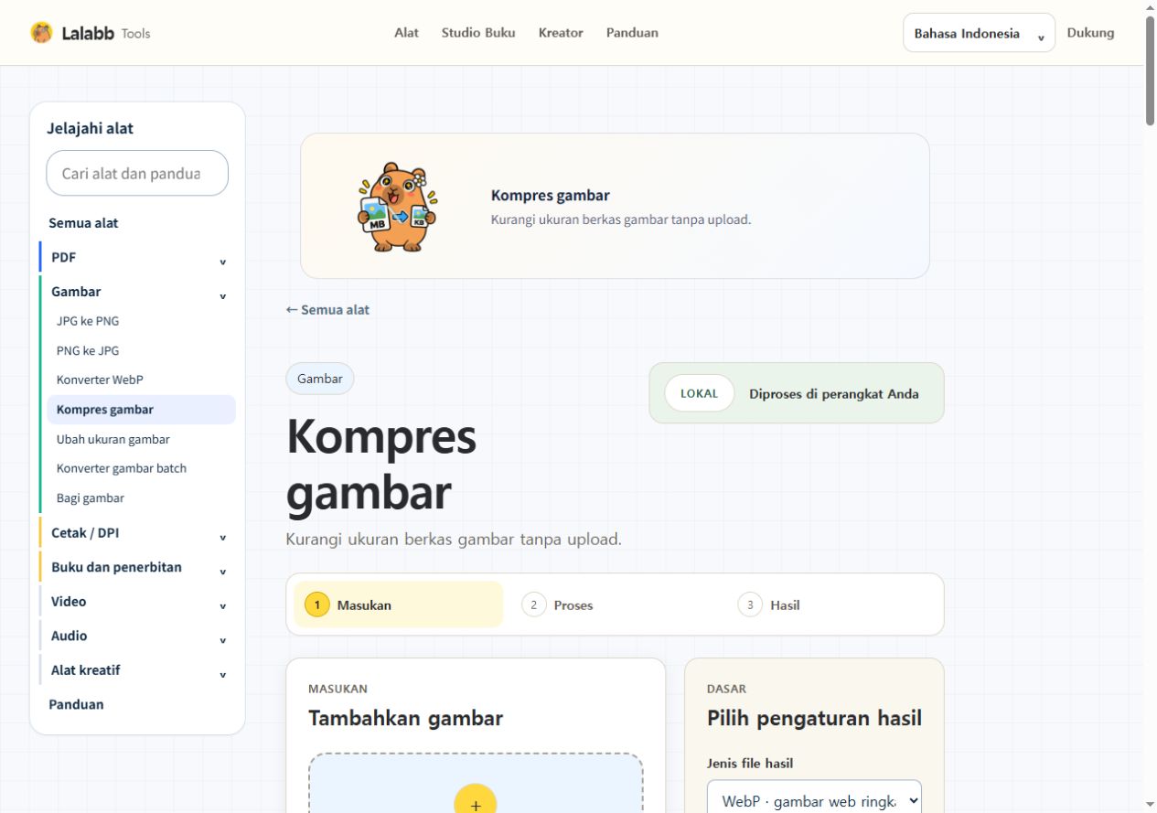 Kompres gambar · Antarmuka Lalabb sebenarnya