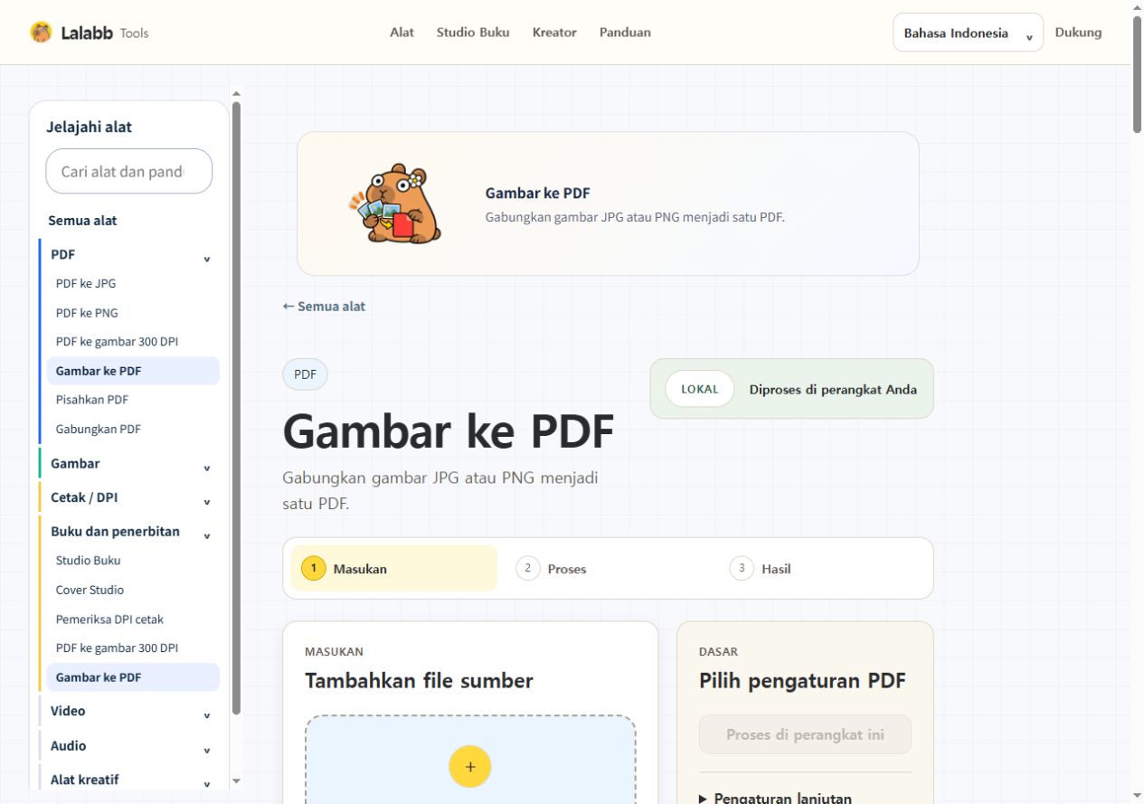 Gambar ke PDF · Antarmuka Lalabb sebenarnya