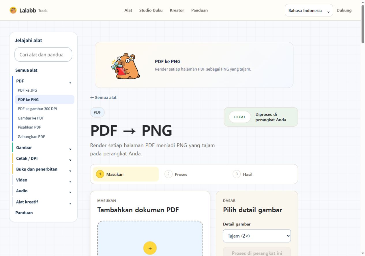 PDF ke PNG · Antarmuka Lalabb sebenarnya