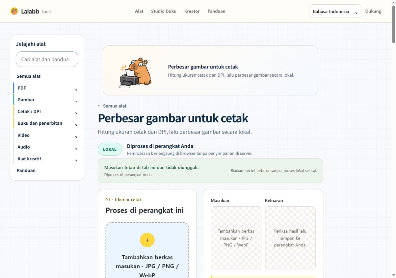 Perbesar gambar untuk cetak · Antarmuka Lalabb sebenarnya