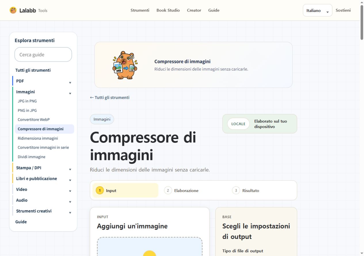 Compressore di immagini · Interfaccia Lalabb reale
