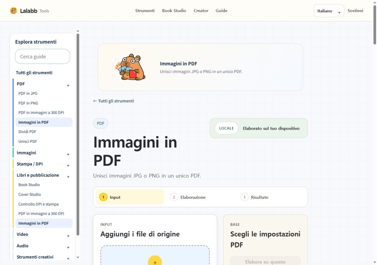Immagini in PDF · Interfaccia Lalabb reale