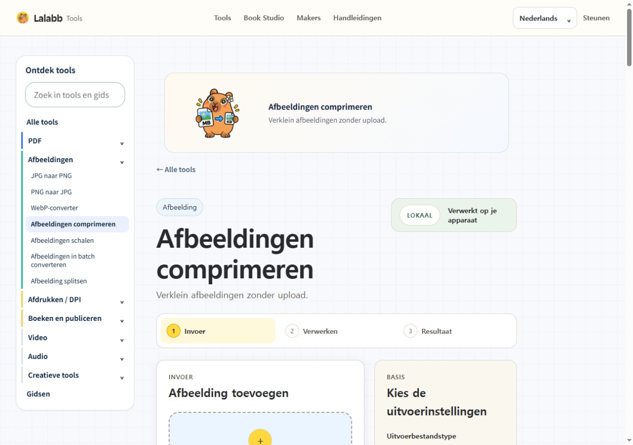 Afbeeldingen comprimeren · Werkelijke Lalabb-interface