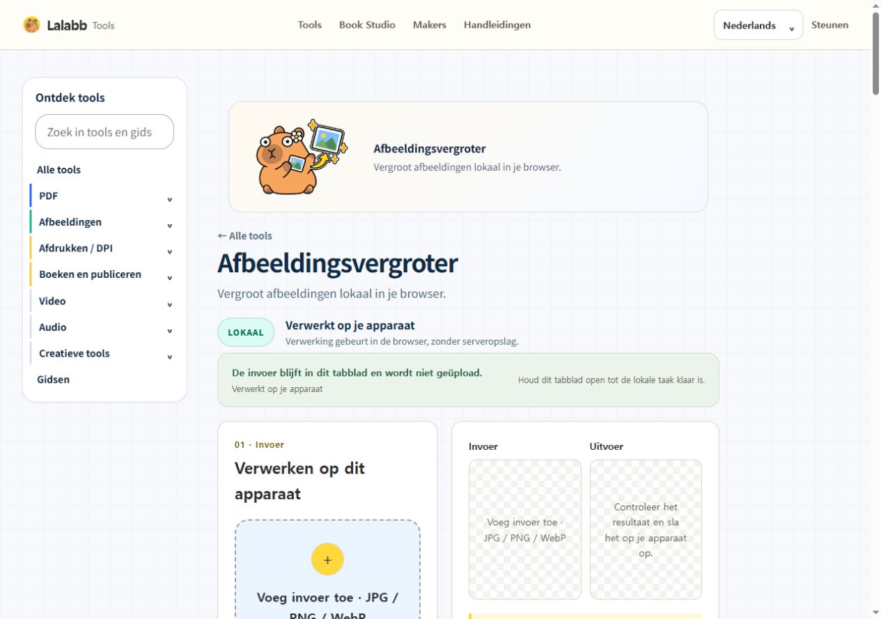 Afbeeldingsvergroter · Werkelijke Lalabb-interface
