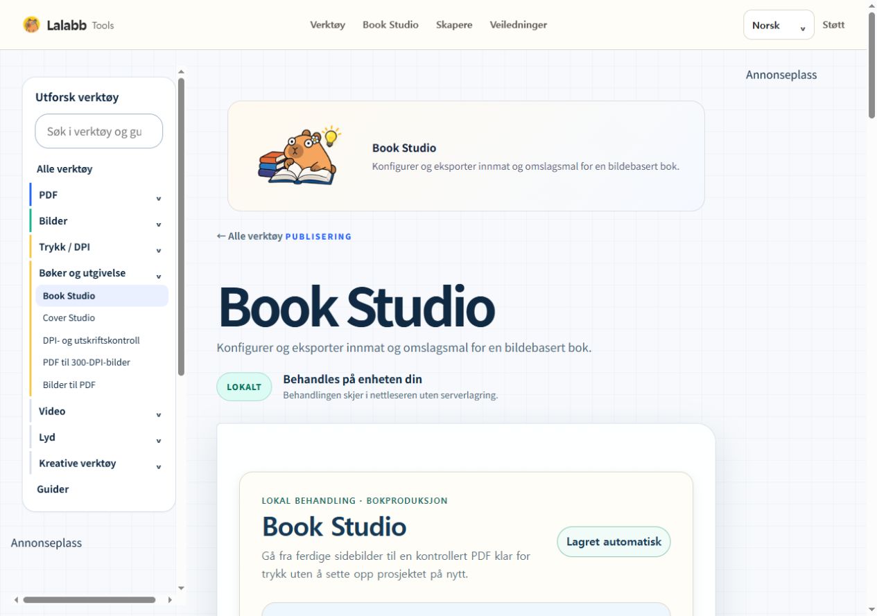 Book Studio · Faktisk Lalabb-grensesnitt