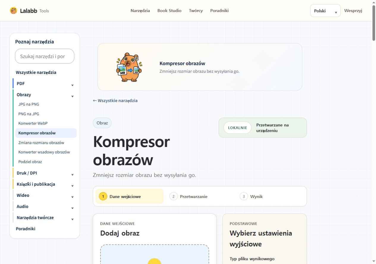Kompresor obrazów · Rzeczywisty interfejs Lalabb