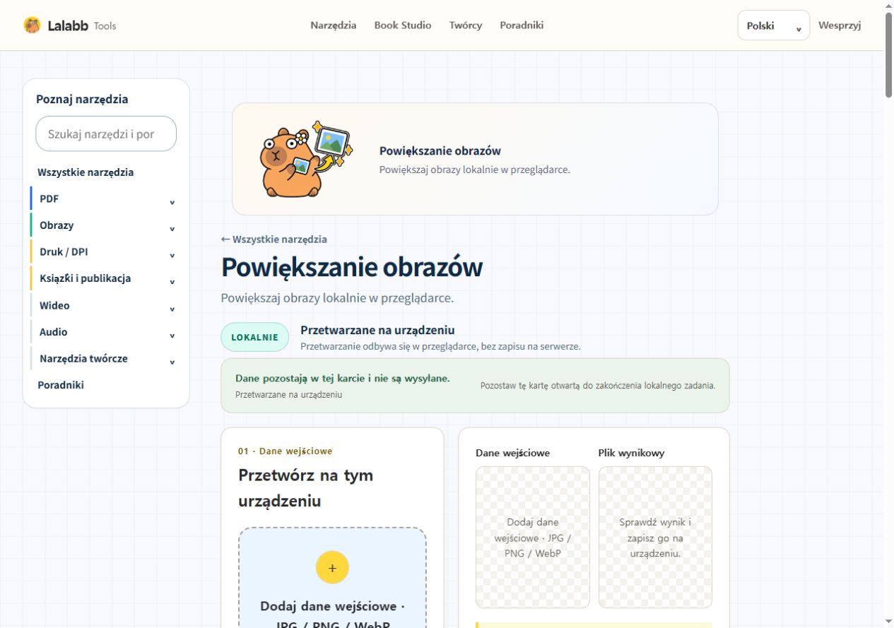 Powiększanie obrazów · Rzeczywisty interfejs Lalabb