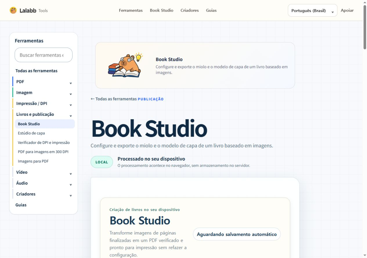 Book Studio · Interface real do Lalabb