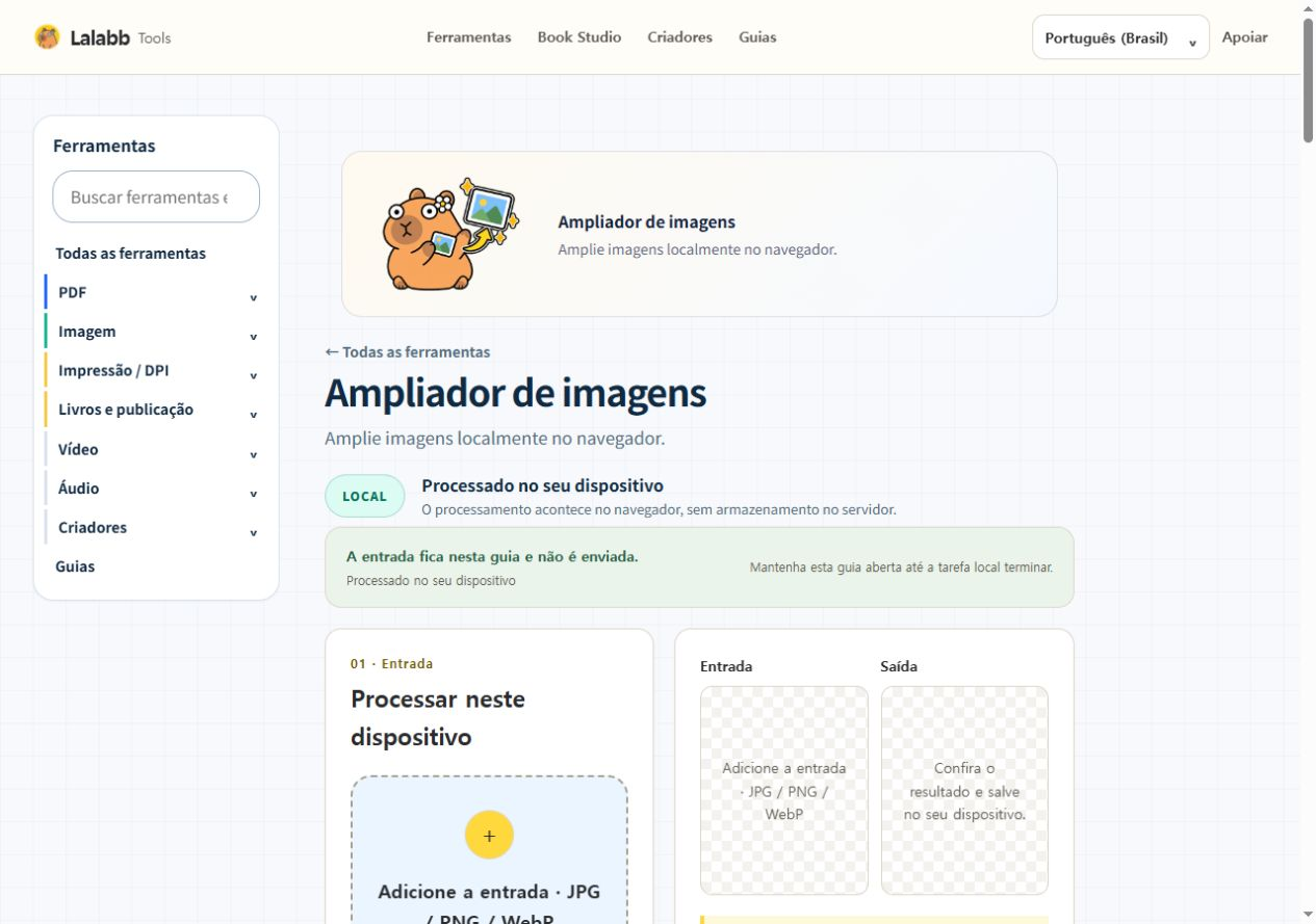 Ampliador de imagens · Interface real do Lalabb
