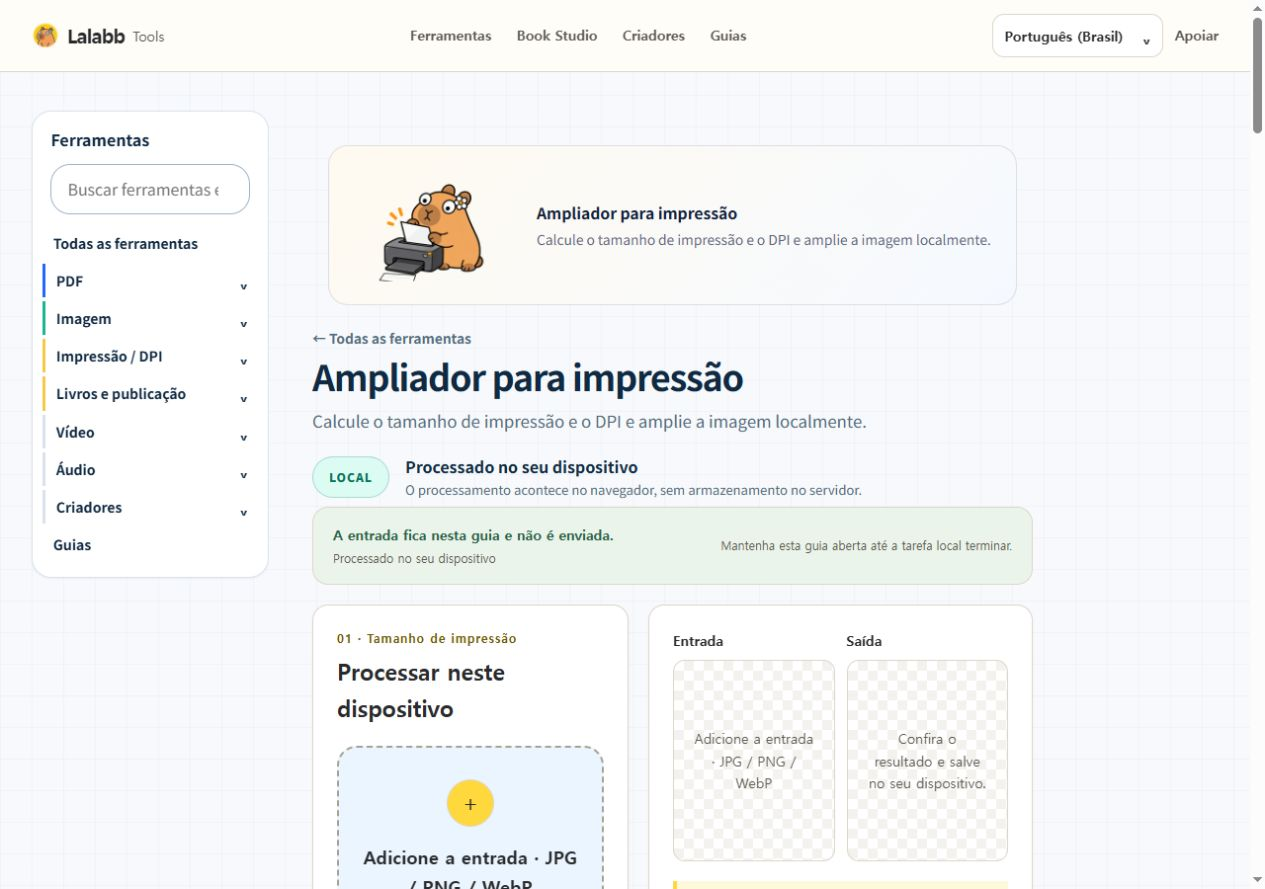 Ampliador para impressão · Interface real do Lalabb
