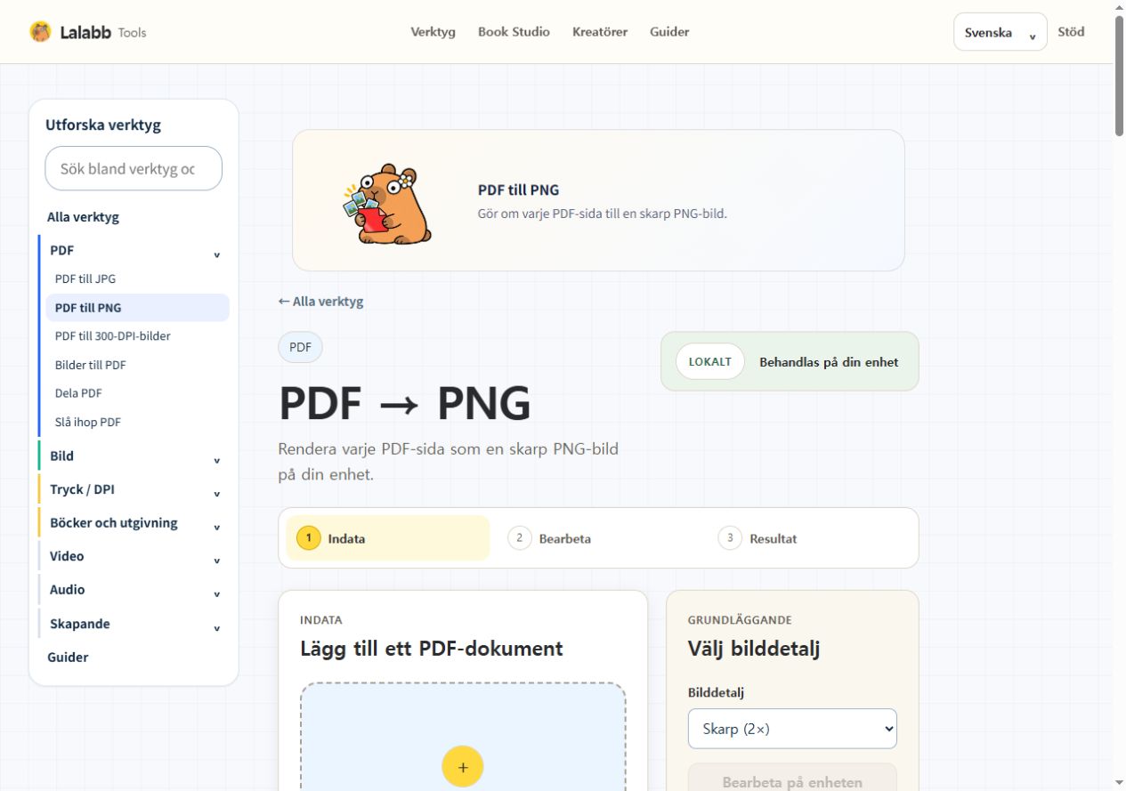 PDF till PNG · Faktiskt Lalabb-gränssnitt