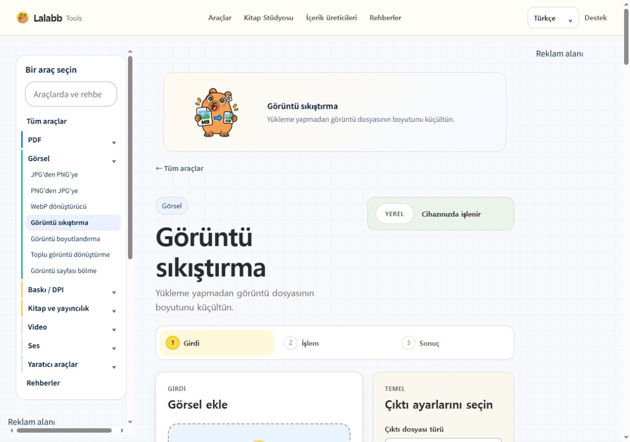 Görüntü sıkıştırma · Gerçek Lalabb arayüzü