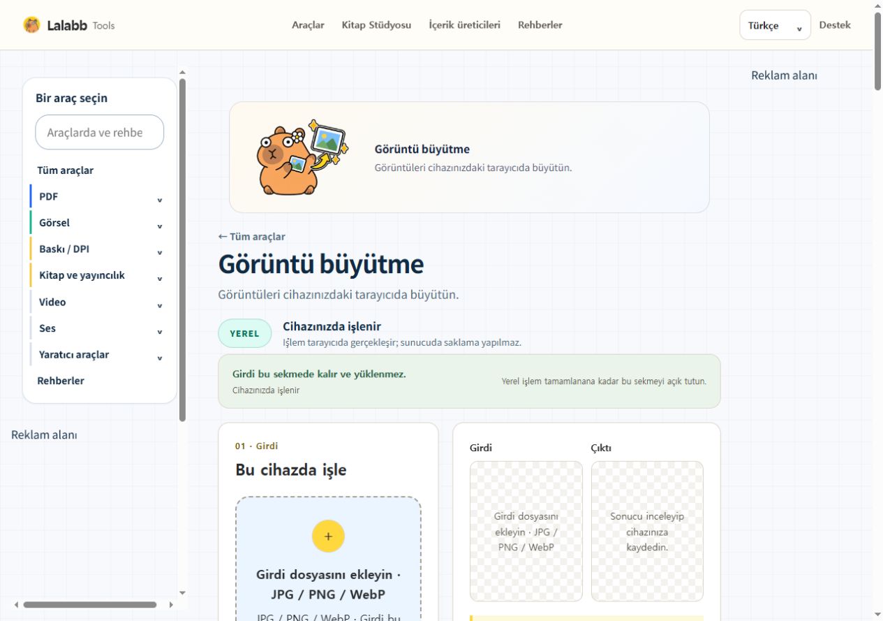 Görüntü büyütme · Gerçek Lalabb arayüzü
