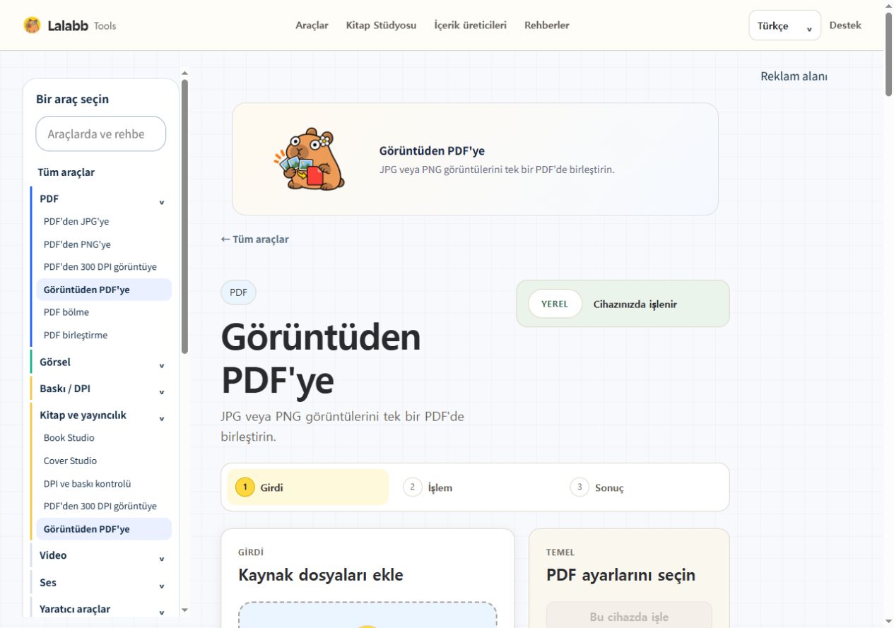 Görüntüden PDF'ye · Gerçek Lalabb arayüzü