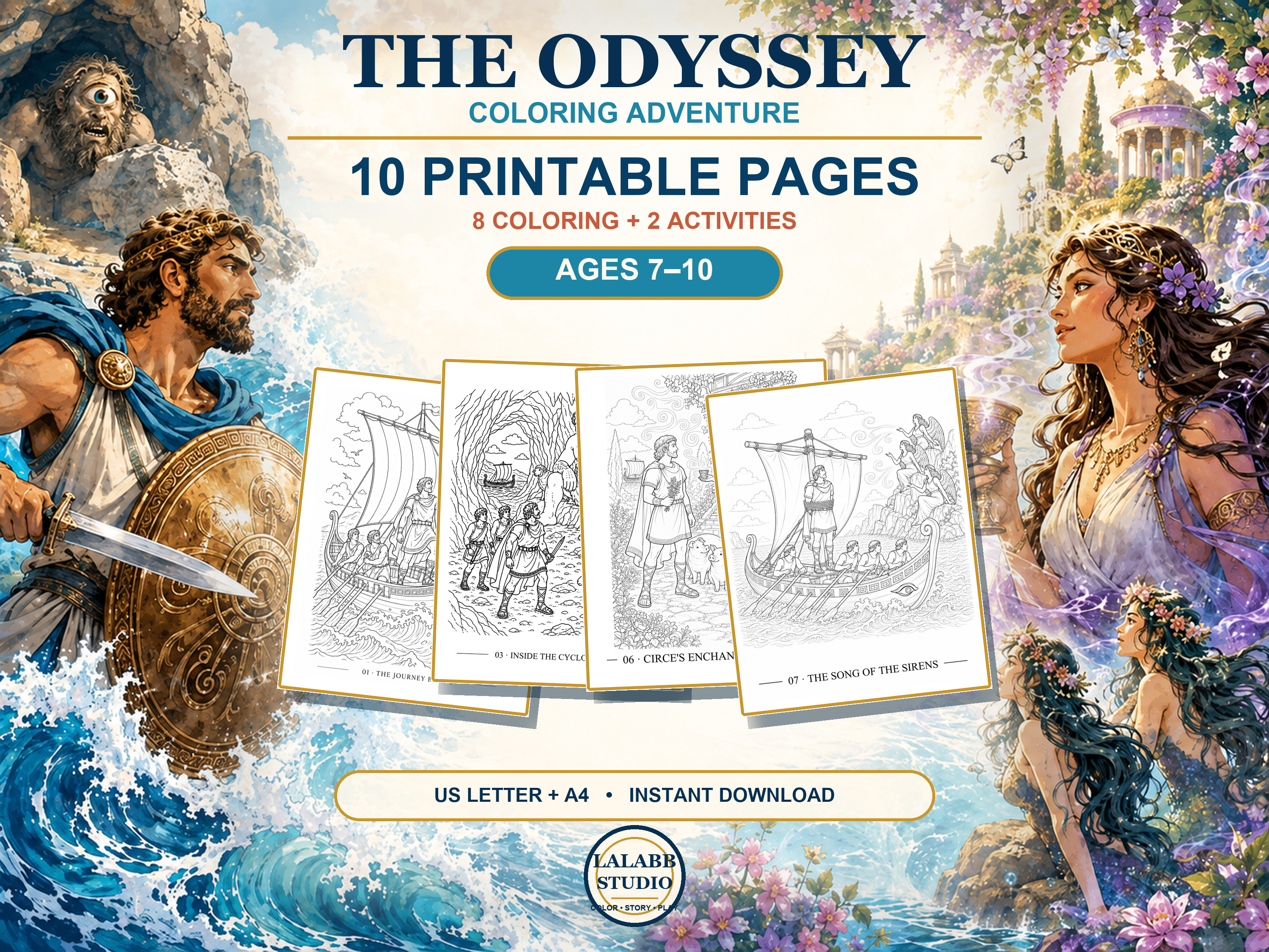 Odyssey Vol.1 컬러링 상품 표지와 내지 미리보기
